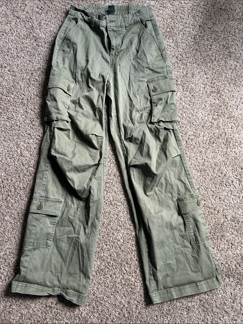 Women’s Olive Green Cargo Pants - Classic Utility Style size XS